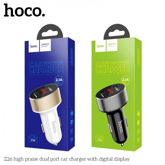 TẨU SẠC OTO HOCO Z26 SẠC NHANH Ô TÔ - CÓ HIỂN THỊ DUNG LƯỢNG ĐIỆN - TẨU SẠC XE MÁY