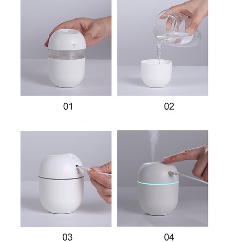 Máy khuếch tán tinh dầu Tạo Độ Ẩm Không Khí Mini Siêu Âm Dễ Thương 220ML Có Đèn LED Ban Đêm