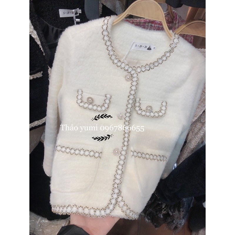 áo khoác lông khuy ngọc viền hàng chuẩn SĐ (sẵn) | BigBuy360 - bigbuy360.vn