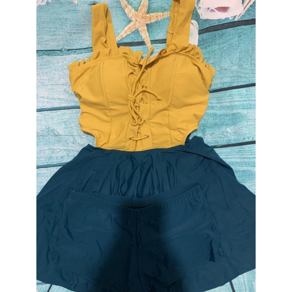 (Thun Lạnh) Áo Tắm Nữ Liền Thân Dạng Váy (Quần Rời) Kín Đáo Đi Biển Che Bụng - Hàng Quảng Châu Cao Cấp ་ | BigBuy360 - bigbuy360.vn