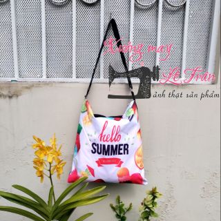 Túi canvas đi biển Túi tote vải siêu xinh Túi hello summer