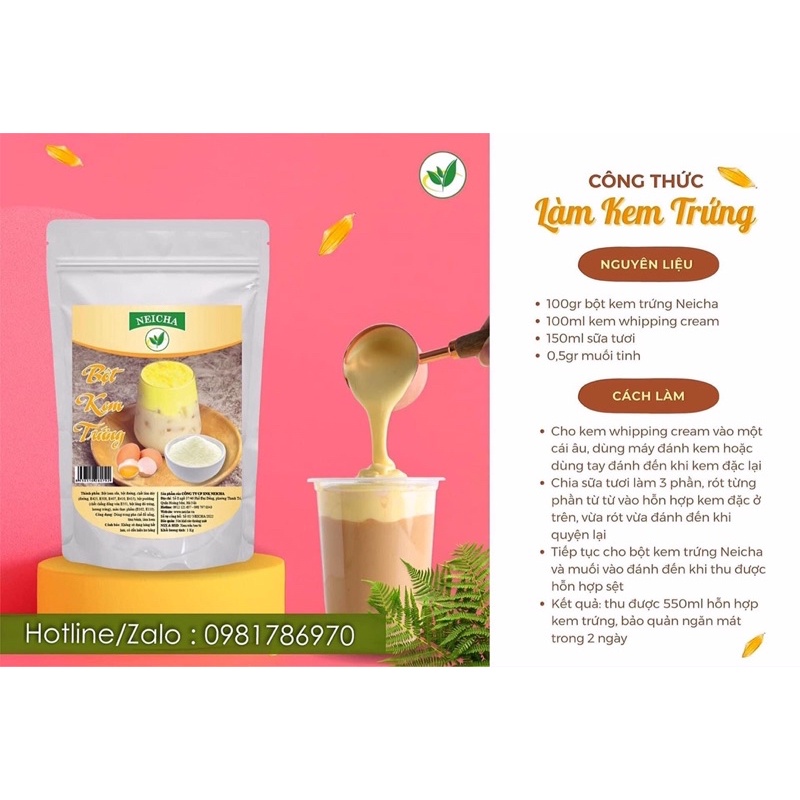 Bột Kem Trứng Neicha/ Nguyên liệu pha chế ĐỒ UỐNG, LÀM BÁNH thơm ngon béo ngậy.