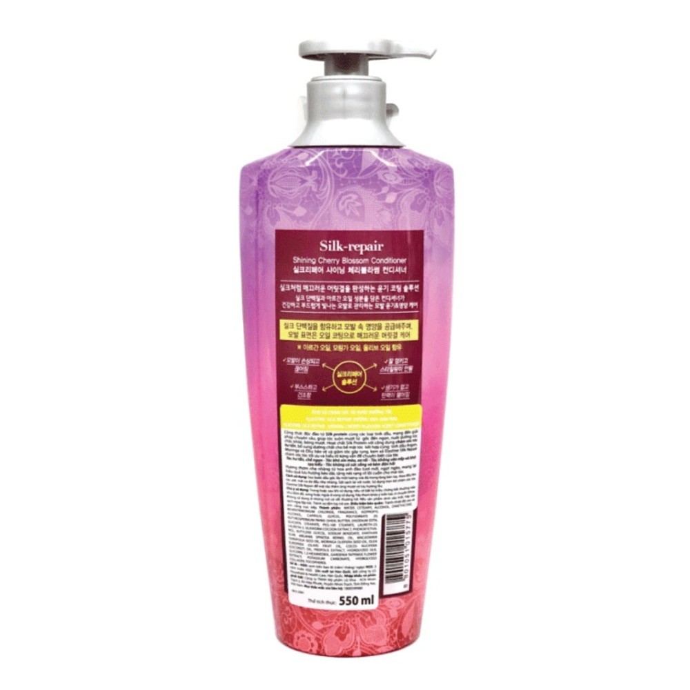 Kem Xả Elastine Silk Repair Cherry Blossom Chăm Sóc &amp; Nuôi Dưỡng Tóc Hương Hoa Anh Đào 550ml