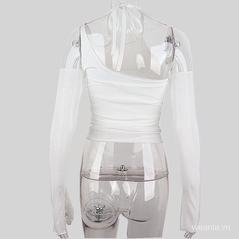 Áo thun tay lỡ phối lưới thiết kế độc đáo quyến rũ cho phái nữ