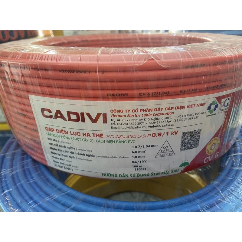 DÂY ĐIỆN CADIVI Cáp đơn 1.0 , 1,5 , 2,0 ,2.5 ,3.5, 4.0