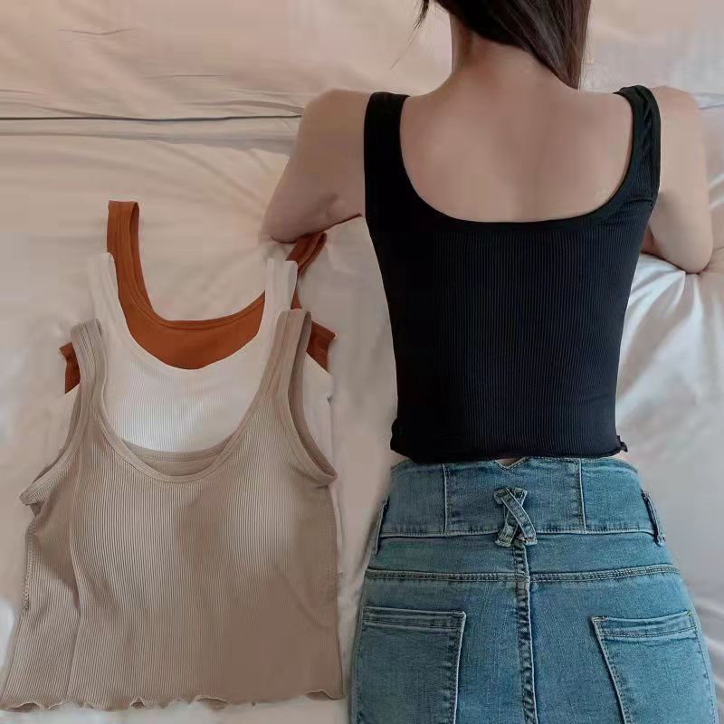&lt;Oiginal Chính Hãng&gt;&lt;Fixed Pad&gt; Áo Lót Cổ Chữ U Không Tay Làm Đẹp Đa Năng Với Áo Ngực Bên Trong