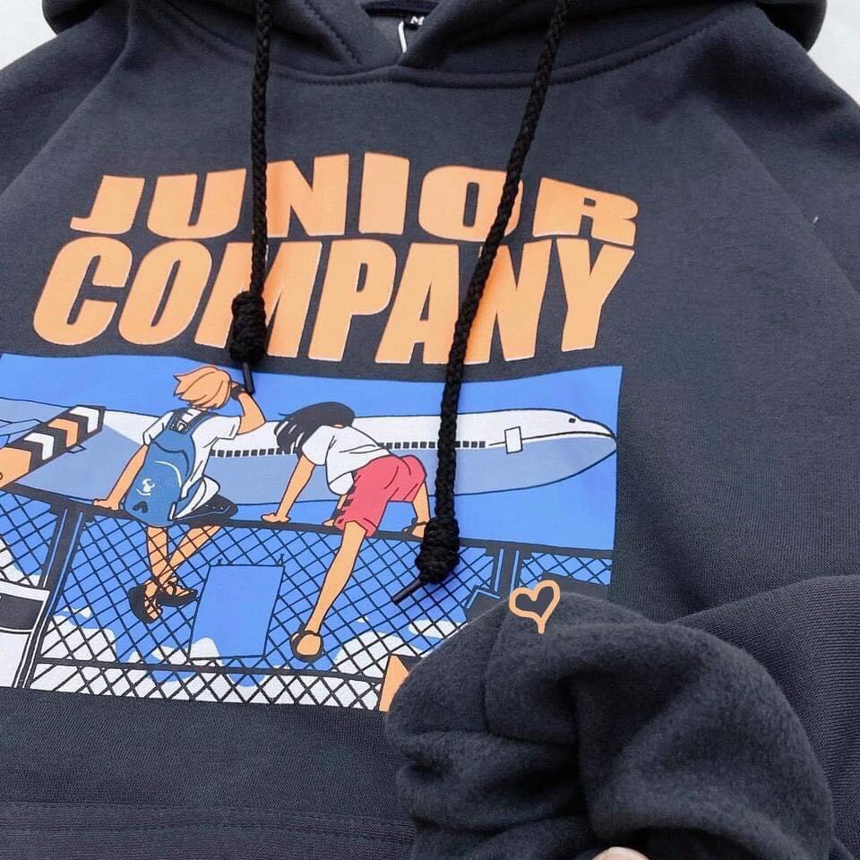 Áo Hoodie Nỉ Bông Ngoại JUNIOR COMPANY Varity Form Rộng Unisex Nam Nữ Ulzzang