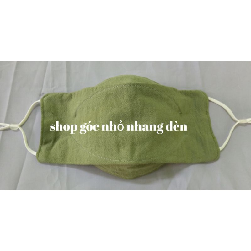 Khẩu trang handmade 3d ôm mũi, 2 lớp linen-cotton , mềm thoáng, thấm hút mồ hôi tốt, có nút điều chỉnh dây đeo