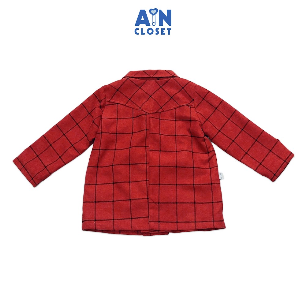 Áo khoác unisex họa tiết Caro cam đất thô nhung - AICDBTM3YBV2 - AIN Closet