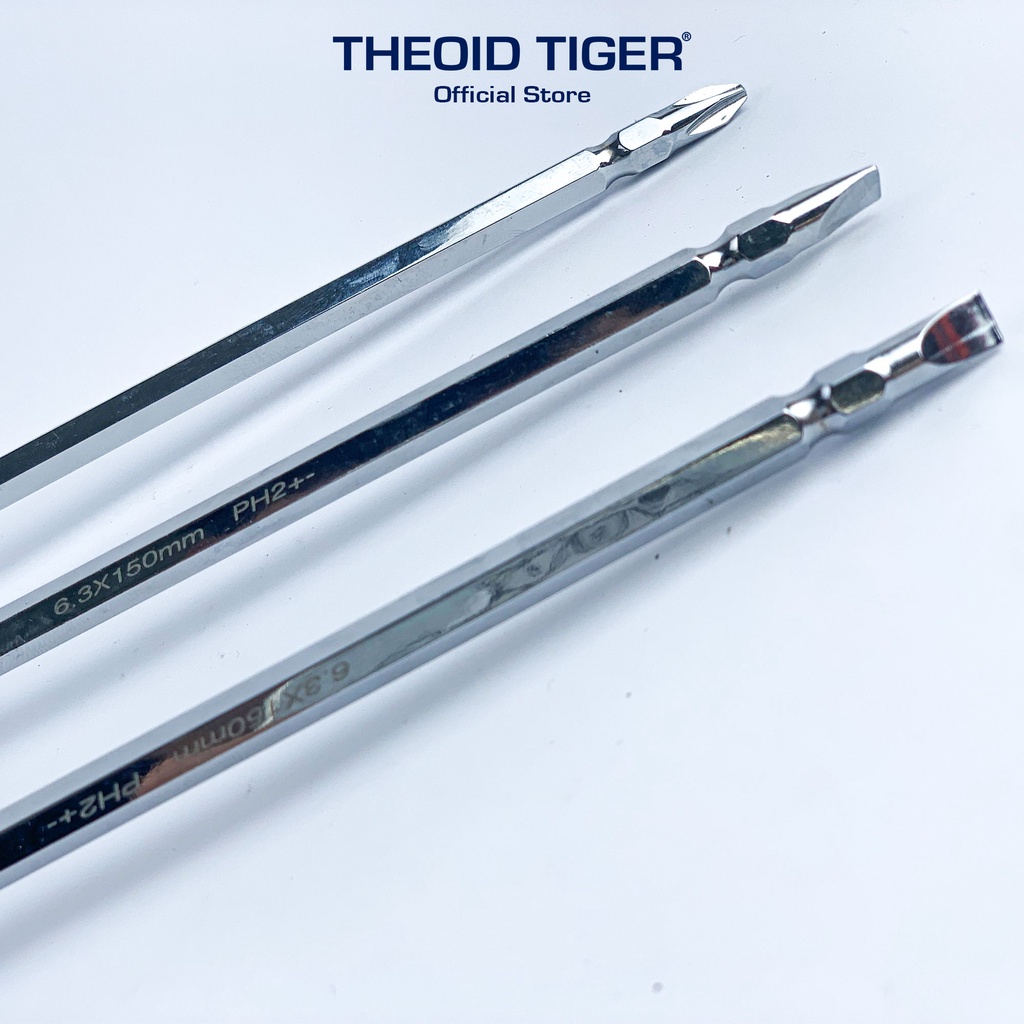 Theoid Tiger Tua vít 2 đầu đa năng 6x150mm - 4 cạnh và 2 cạnh - chuôi cán cao su