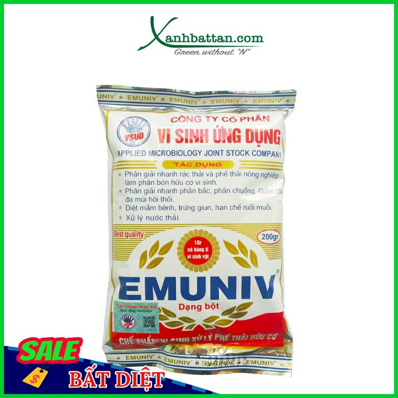 CHẾ PHẨM EMUNIV Ủ RÁC, PHÂN BÓN, ĐẬU TƯƠNG... GÓI 200GR