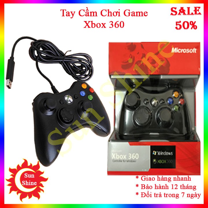 Tay cầm Chơi Game Microsoft Xbox 360 Full box Có Rung - Tay Cầm Có Dây Dùng Cho PC, Laptop chơi full skill FO4, FO3