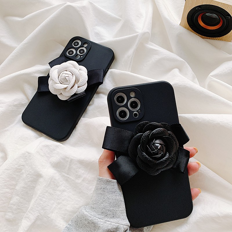 Samsung Galaxy A51 A71 A20 A30 S A50 S A31 A12 Note 10 S10 Plus S21 Ultra A52 Case Soft Camellia Flowers Black