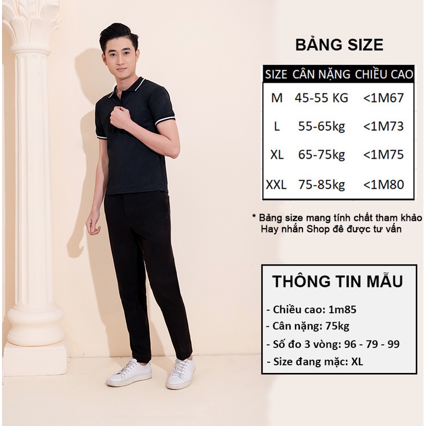 Áo Polo Nam Azila, Áo Phông Cổ Bẻ Dáng Suông Phối Viên Chất Liệu Vải Cotton Cá Sấu Cao Cấp