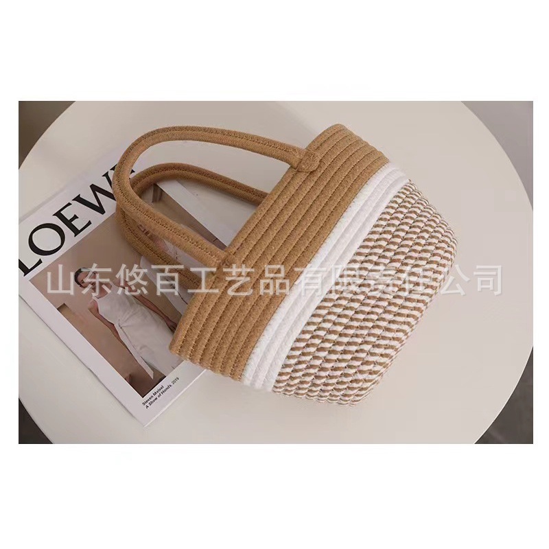Túi Xách Cotton Dệt Tay Màu Hồng Phong Cách Mới Nhỏ Gọn Tươi Trẻ Dành Cho Nữ Đi Du Lịch / Dã Ngoại / Đi
