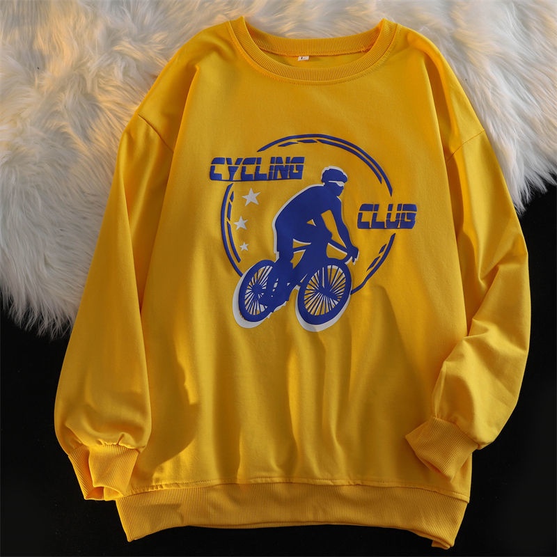 ZHELIHANGFEI Áo Sweater Tay Dài Cổ Tròn Dáng Rộng In Họa Tiết Xinh Xắn