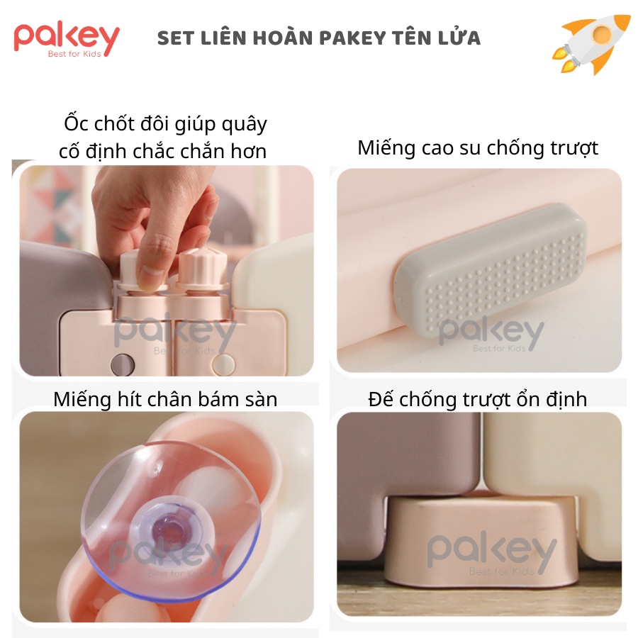 Quây cũi nhựa cho bé PAKEY gấp gọn, hình Tên Lưa KÈM cầu trượt xích đu cho bé hàng NEW