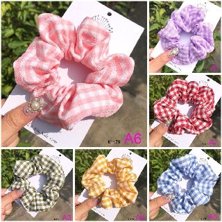 Cột tóc vải scrunchies caro nhiều màu Orin K1179