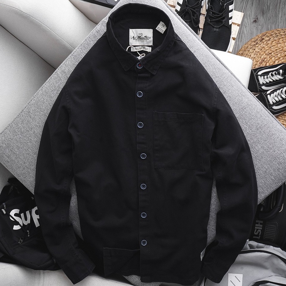 ÁO sơ mi nam DENIM 1 túi ngực màu ghi đẹp không phai thời trang nam cao cấp MUSLAND
