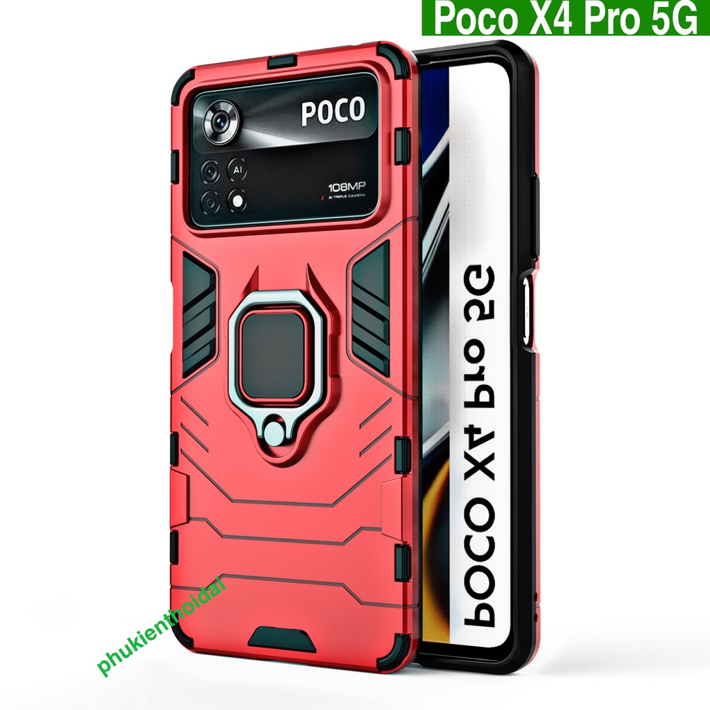 Ốp lưng Poco X4 Pro 5G Iron Man Iring chống sốc chống va đập mạnh giá đỡ xem phim