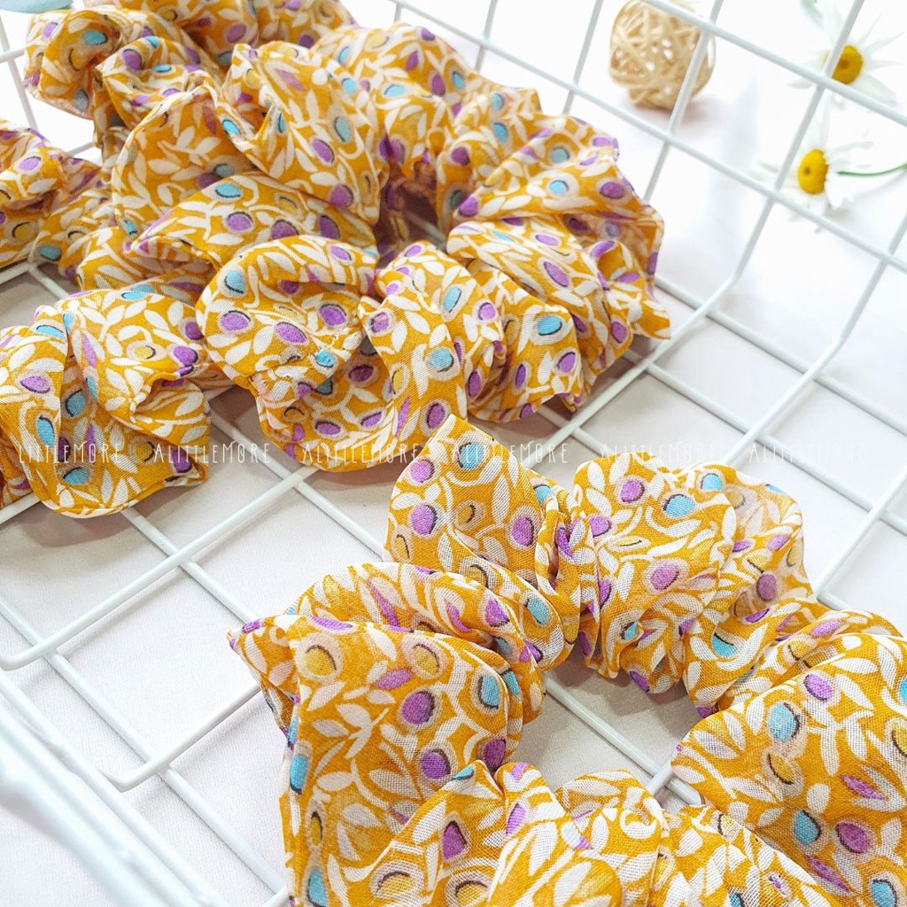 Dây Buộc Tóc Scrunchies AlittleMORE Hoa Nhí Xinh Xắn Nữ Tính Đủ Size Cột Tóc Đẹp Dễ Thương