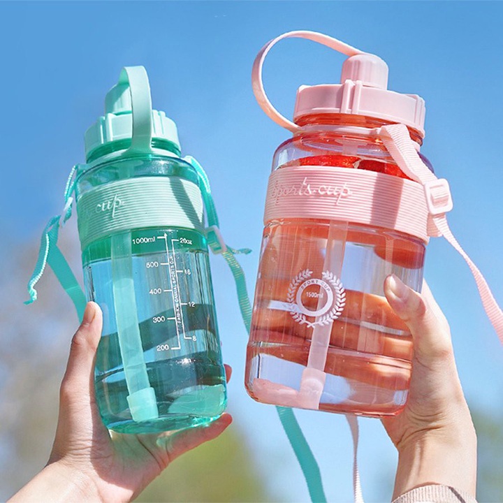 Bình Nước Sports Cup Có Ống Hút Và Dây Đeo Thể Thao - Chuyên Tập Gym , Yoga