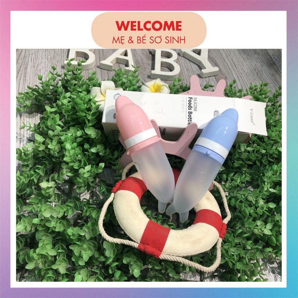 BÌNH THÌA ĂN DẶM ⚡️FREESHIP⚡️ Bình Thìa Ăn Dặm Kết Hợp Túi Nhai Silicone An Toàn Cho Bé