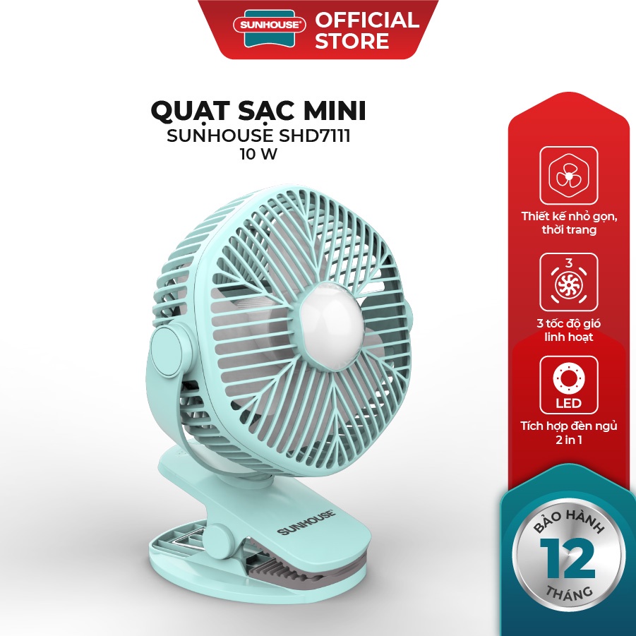 Quạt sạc mini SUNHOUSE SHD7111