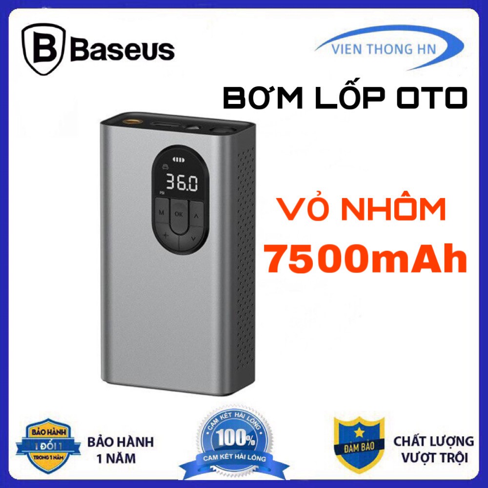 Bơm lốp oto cầm tay 7500mAh vỏ nhôm baseus - vienthonghn