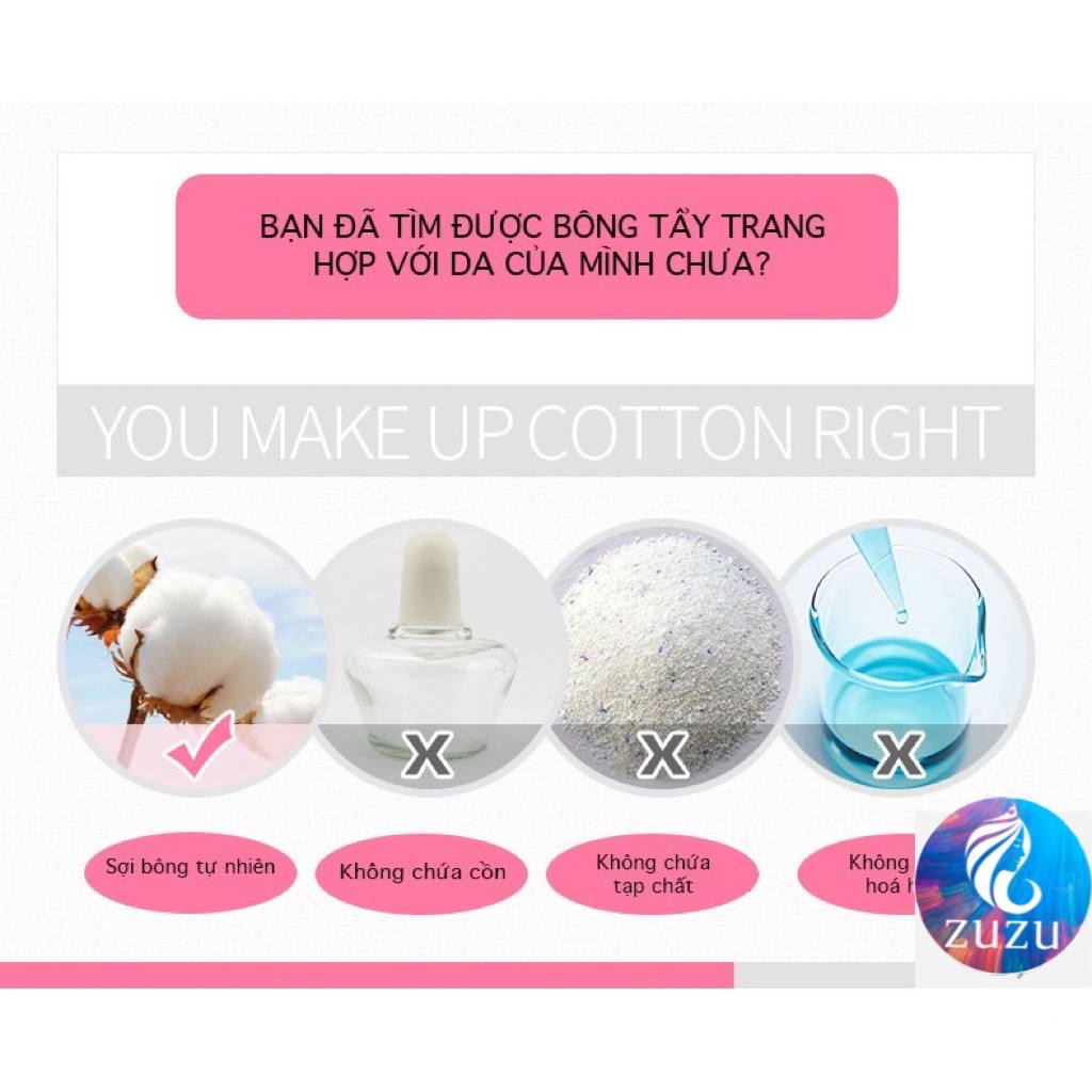 Bông tẩy trang Bioaqua 100% cotton không gây kích ứng chà sát da mềm mịn giảm thiểu tình trạng xơ bông Winkbeauty