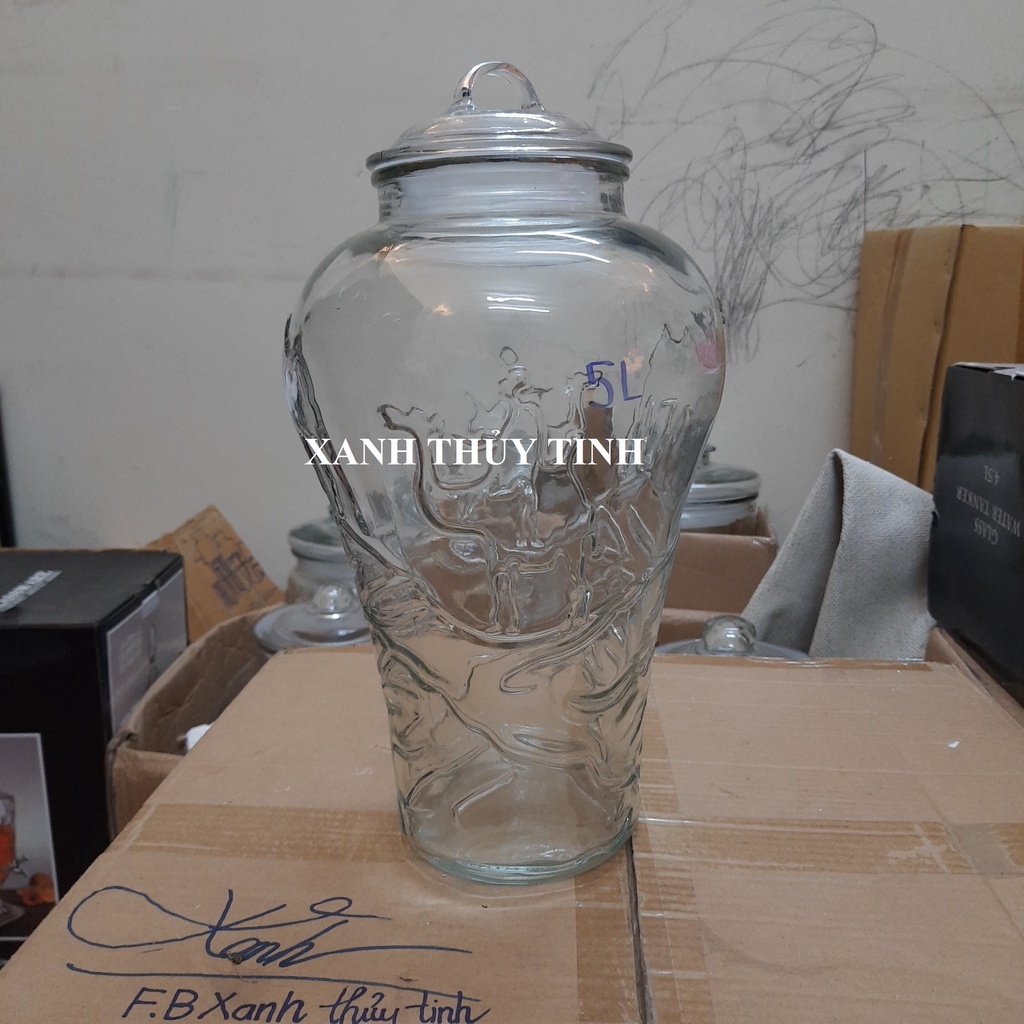 Bình thủy tinh họa tiết lạc đà - Dung tích 5 lít