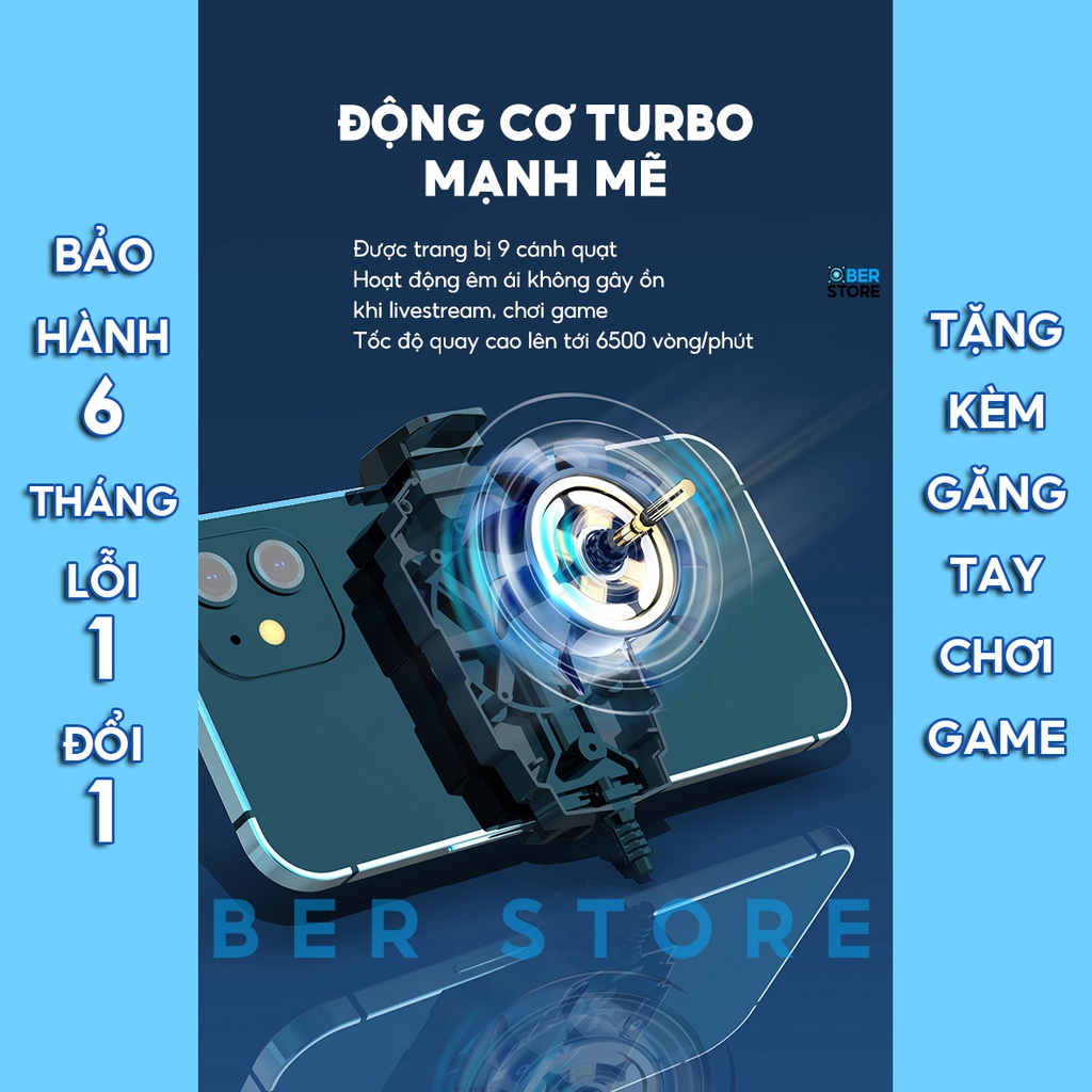 Quạt tản nhiệt điện thoại G6 chơi game cao cấp công nghệ mới làm mát nhanh bằng gió