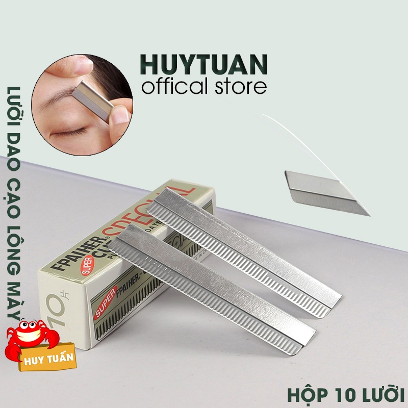 Dao lam tỉa cạo lông mày 10 lưỡi 1 hộp, lưỡi dao cạo lông mày chuyên dụng