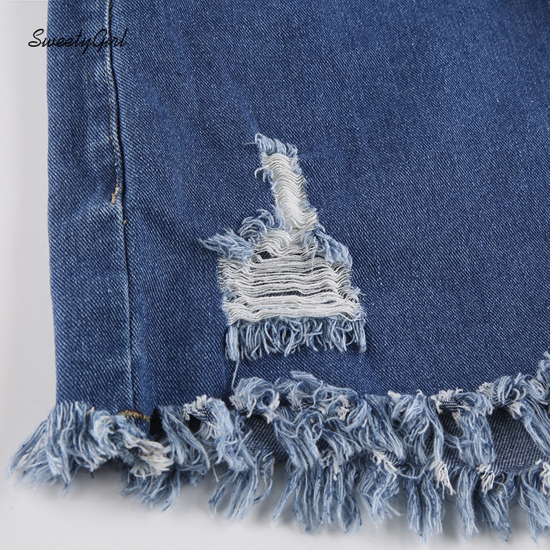 Quần Short Denim Rách Ống Thẳng Thời Trang Dành Cho Nữ 2022