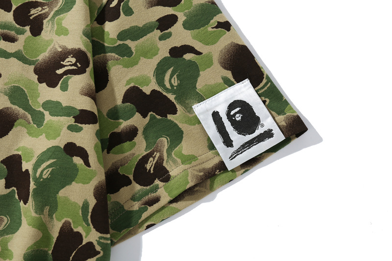 BAPE Áo Thun Cotton Tay Ngắn Họa Tiết Rằn Ri Thời Trang Mùa Hè Dành Cho Nam Và Nữ 2021