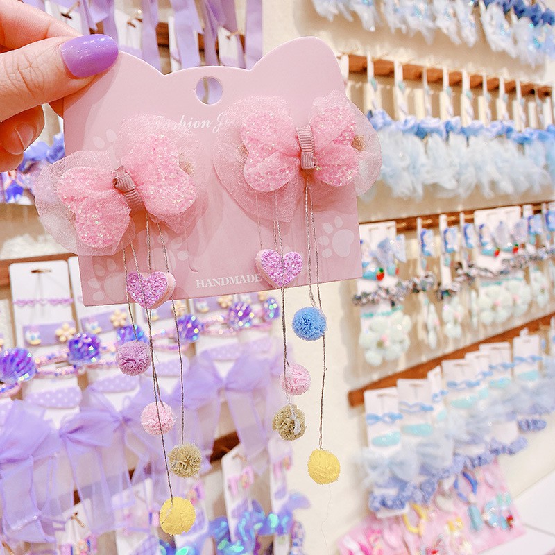 KIDSBOWS Kẹp tóc công chúa đính nơ phối lưới xinh xắn đáng yêu cho bé gái