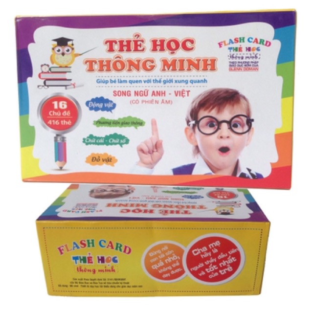 [GIÁ RẺ ] BỘ THẺ HỌC THÔNG MINH CHO BÉ 16 CHỦ ĐỀ 416 THẺ