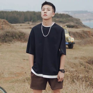 Áo thun layer unisex nam nữ đẹp tay lỡ form rộng, chất cotton cao cấp, mặc đôi hoặc cặp - tặng huy hiệu