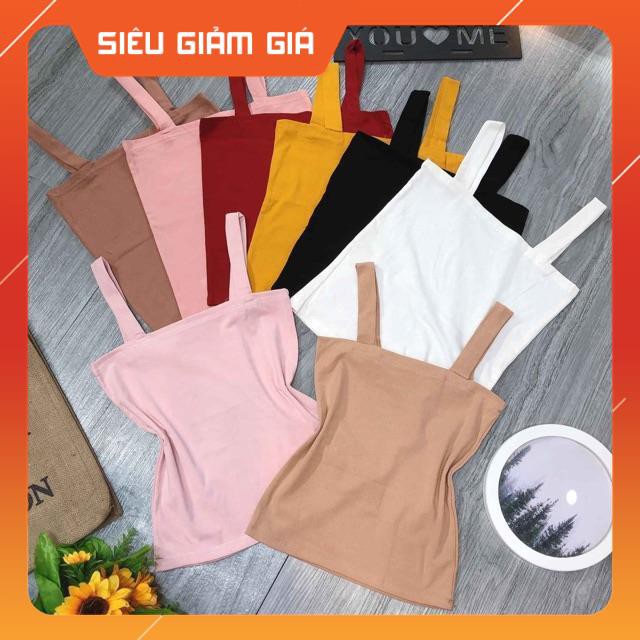 Áo Hai Dây Free Ship Áo Nữ Hai Dây Bản To Chất Vải Bozip Mềm Mịn MÃ19