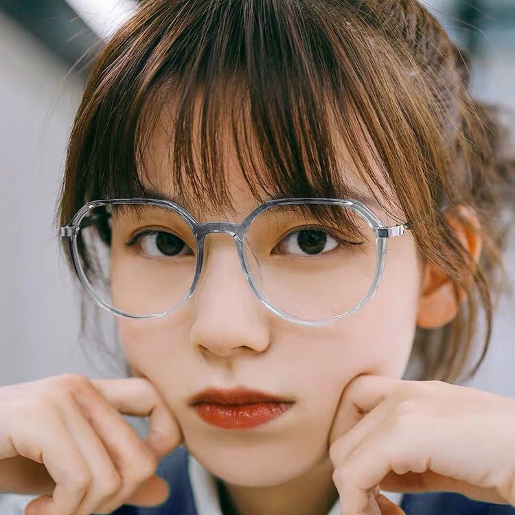 Kính Mát Gọng Nhựa Tròng Trong Suốt Chống Ánh Sáng Xanh Thời Trang Cho Nữ