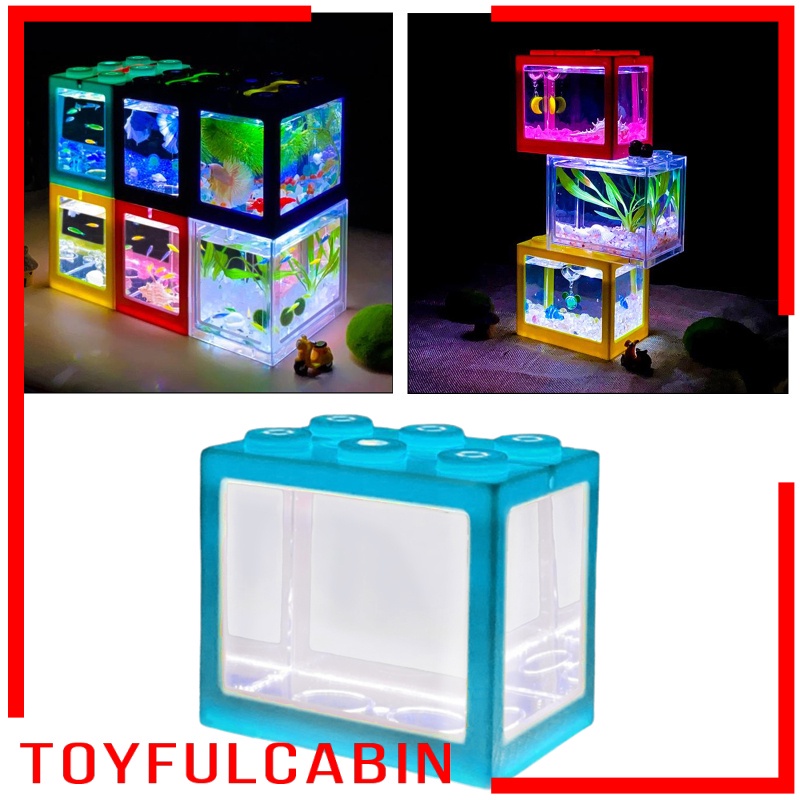 Bể Cá Đèn Led Mini Màu Đen Trong Suốt Trang Trí Bàn Làm Việc