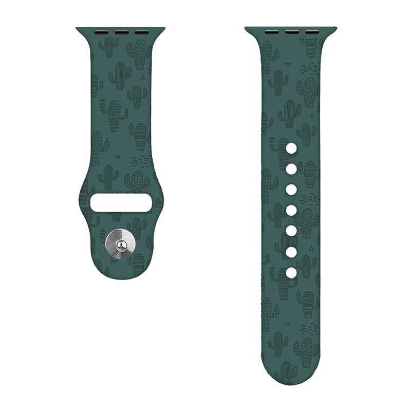 Dây Đeo Silicone In Nổi Hình Cây Xương Rồng Cho Đồng Hồ Thông Minh Smart Watch Series 7 Band 45mm 41mm 44mm 40mm IWatch 6 5 4 3 2 1 38 Mm 42 Mm