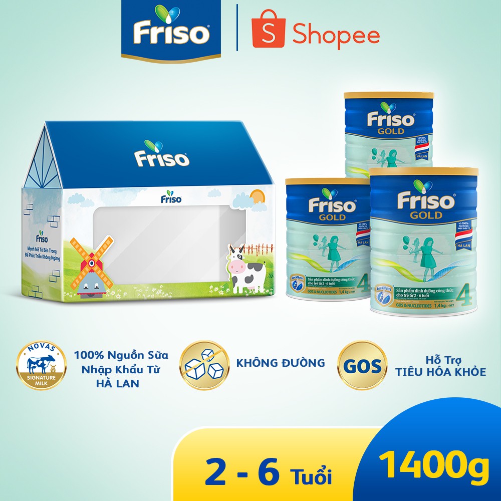 Combo 3 lon Sữa Bột Friso Gold 4 1400g/lon