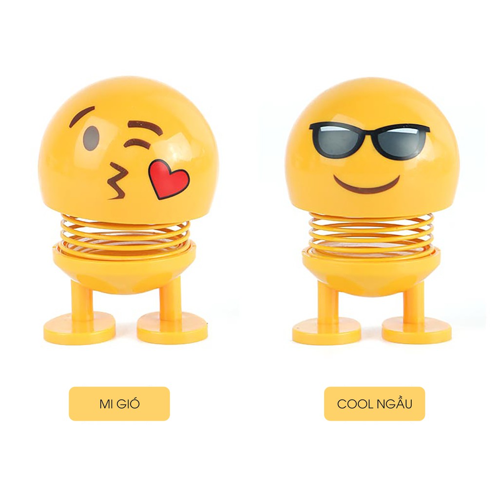 Thú nhún Emoji Lò Xo lắc đầu hình biểu tượng cảm xúc- Trang trí xe ô tô, bàn làm việc- Thị trấn đồ chơi