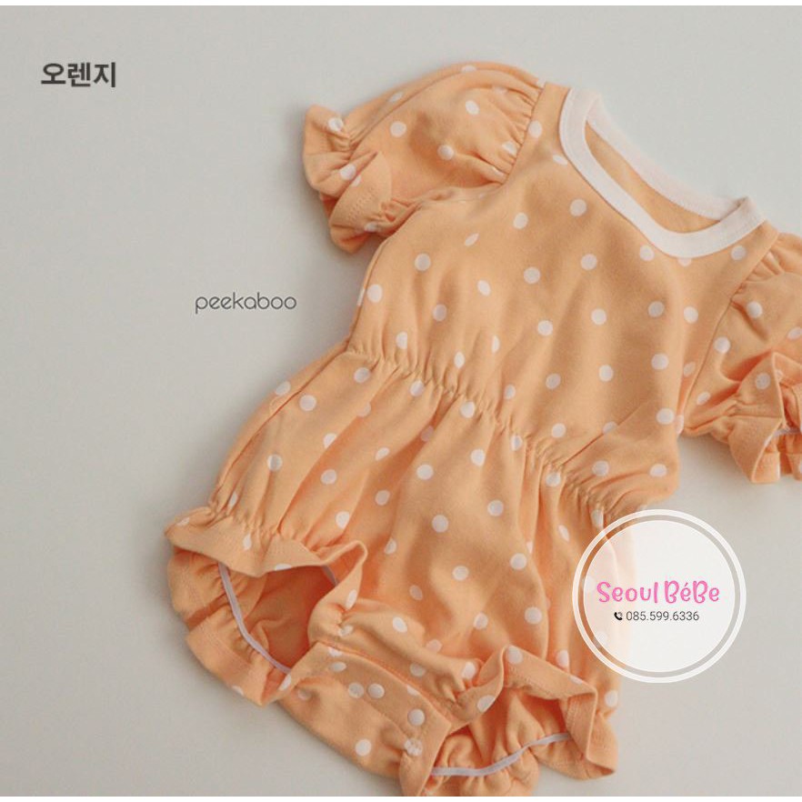 [Mã SKAMA8 giảm 8% đơn từ 300k] Bộ Suit Chấm Bi Tay Bồng Bubble Peekaboo Nội Địa Hàn