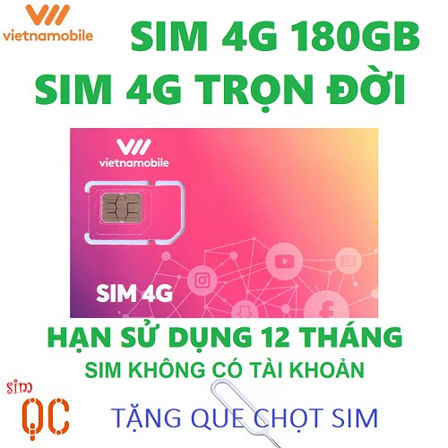 Sim 4G vietnamobile TRỌN ĐỜ mỗi ngày 6GB Tặng que lấy simI-0d