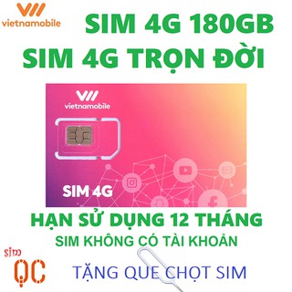 Sim 4G vietnamobile TRỌN ĐỜ mỗi ngày 6GB Tặng que lấy simI-0d
