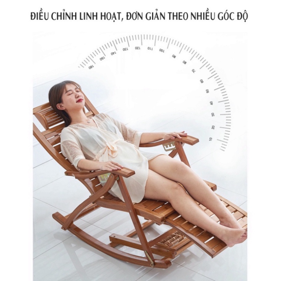 Ghế lười tựa lưng thư gian Poang bập bênh bằng tre nguyên chất cao cấp rẻ nhất có bàn Massage