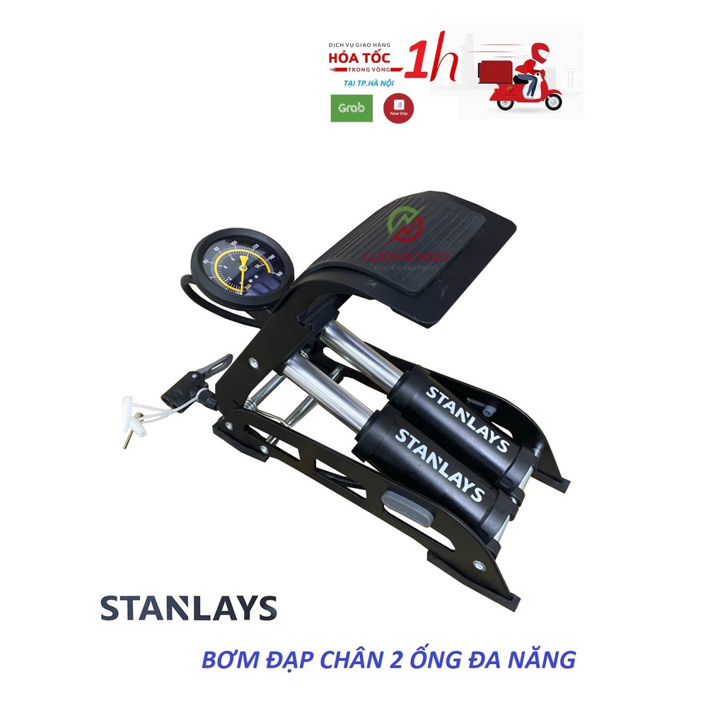 Bơm đạp chân Stanlay 2 ống đa năng , bơm xe máy,xe đạp,xe hơi nhập khẩu