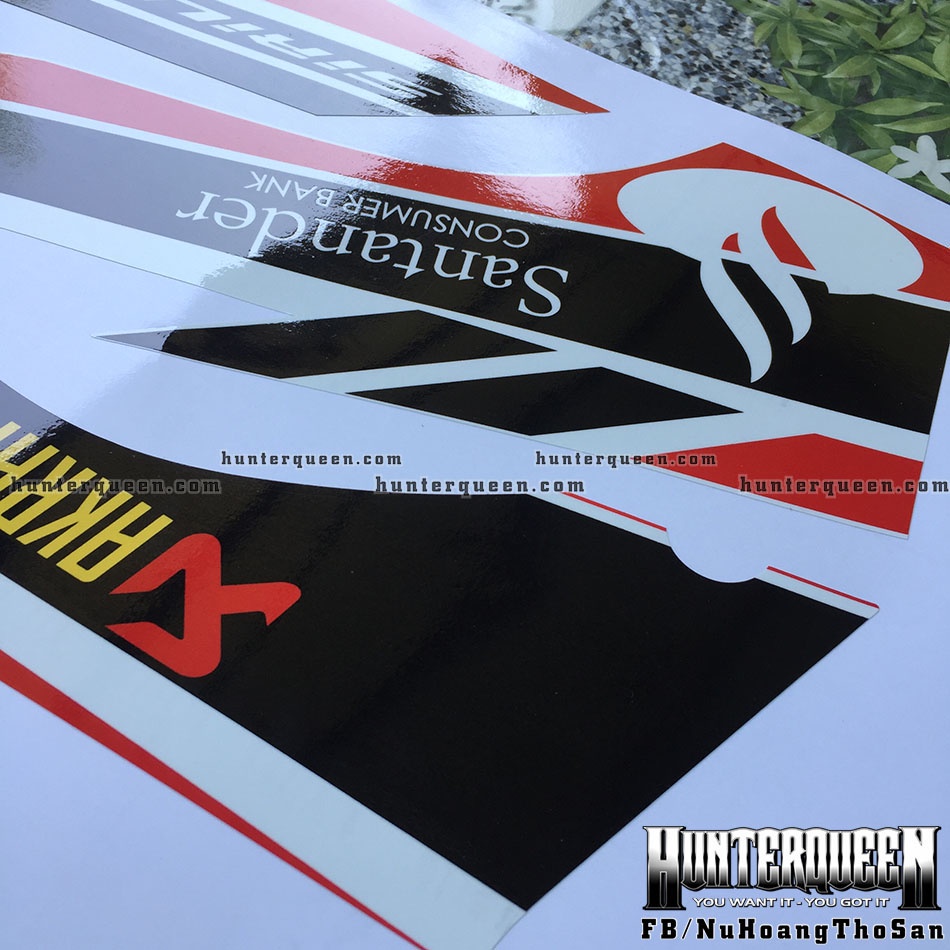 Tem rời Sirius - Santander trắng đỏ - Thiết kế theo yêu cầu, chỉnh sửa theo ý. Sắc nét, bền màu